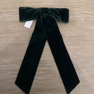 NWT J Crew Crewcuts girls fancy holiday green velvet hair bow clip large size